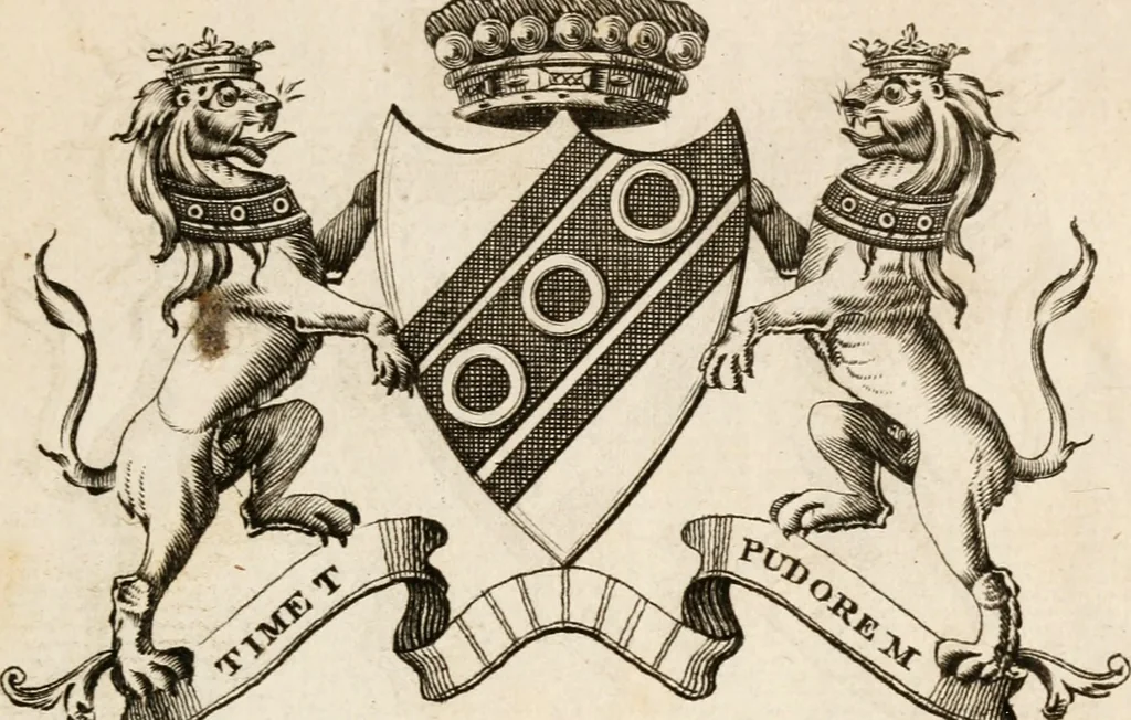 An illustration from The peerage of Ireland : or, A genealogical history of the present nobility of that kingdom, 1789, leaf 14