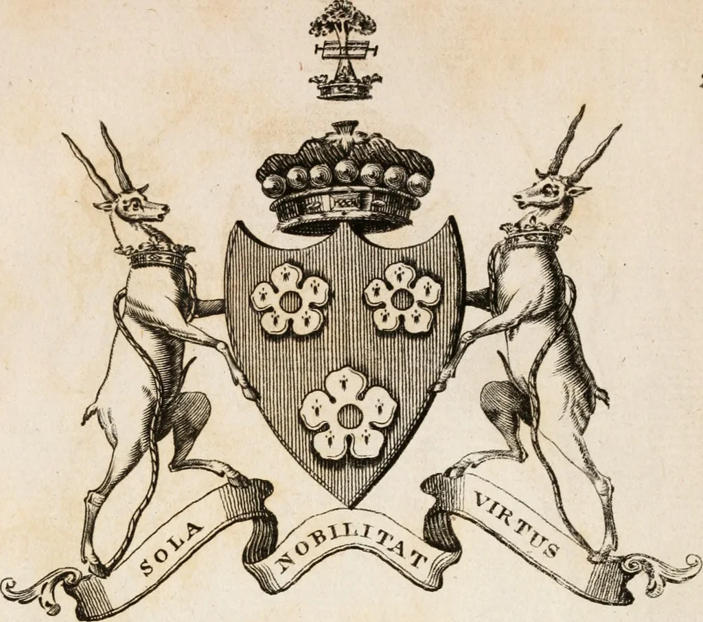An illustration from The peerage of Ireland : or, A genealogical history of the present nobility of that kingdom, 1789, leaf 17