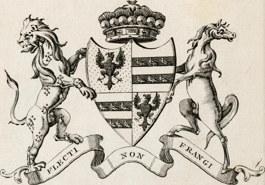 An illustration from The peerage of Ireland : or, A genealogical history of the present nobility of that kingdom, 1789, leaf 25