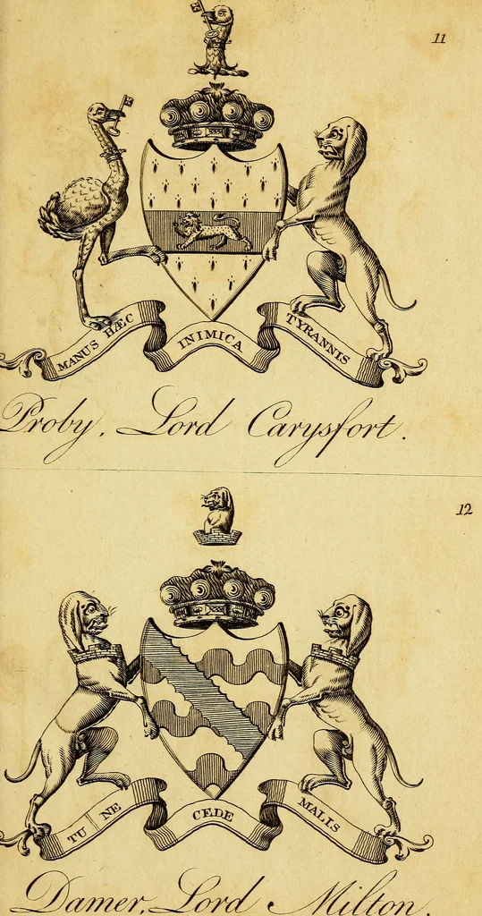 An illustration from The peerage of Ireland : or, A genealogical history of the present nobility of that kingdom, 1789, leaf 12