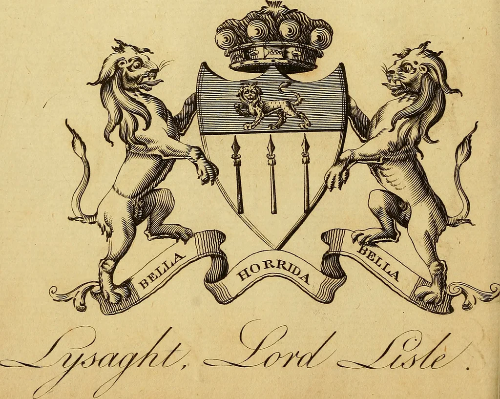 An illustration from The peerage of Ireland : or, A genealogical history of the present nobility of that kingdom, 1789, leaf 15