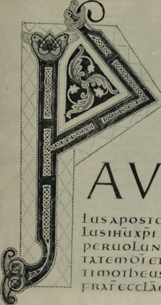 An illustration from Peintures et initiales de la première [et seconde] Bible de Charles le Chauve, 1911, leaf 106