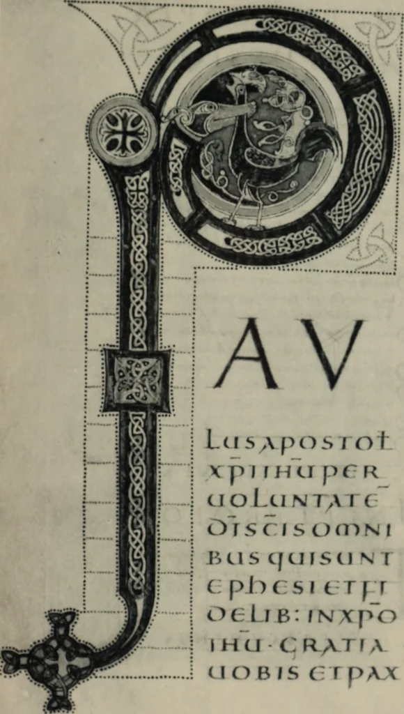 An illustration from Peintures et initiales de la première [et seconde] Bible de Charles le Chauve, 1911, leaf 110