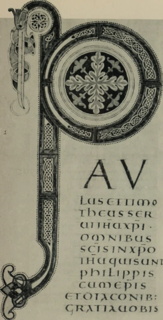 An illustration from Peintures et initiales de la première [et seconde] Bible de Charles le Chauve, 1911, leaf 112