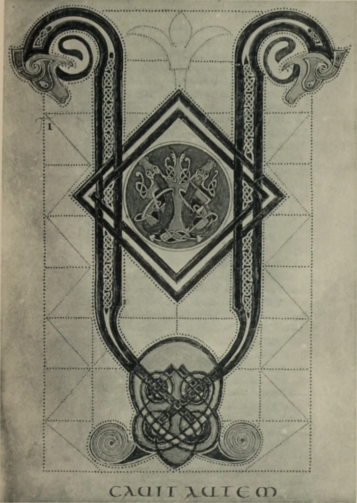 An illustration from Peintures et initiales de la première [et seconde] Bible de Charles le Chauve, 1911, leaf 142