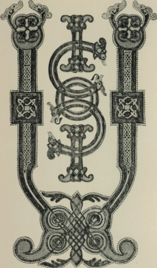 An illustration from Peintures et initiales de la première [et seconde] Bible de Charles le Chauve, 1911, leaf 148