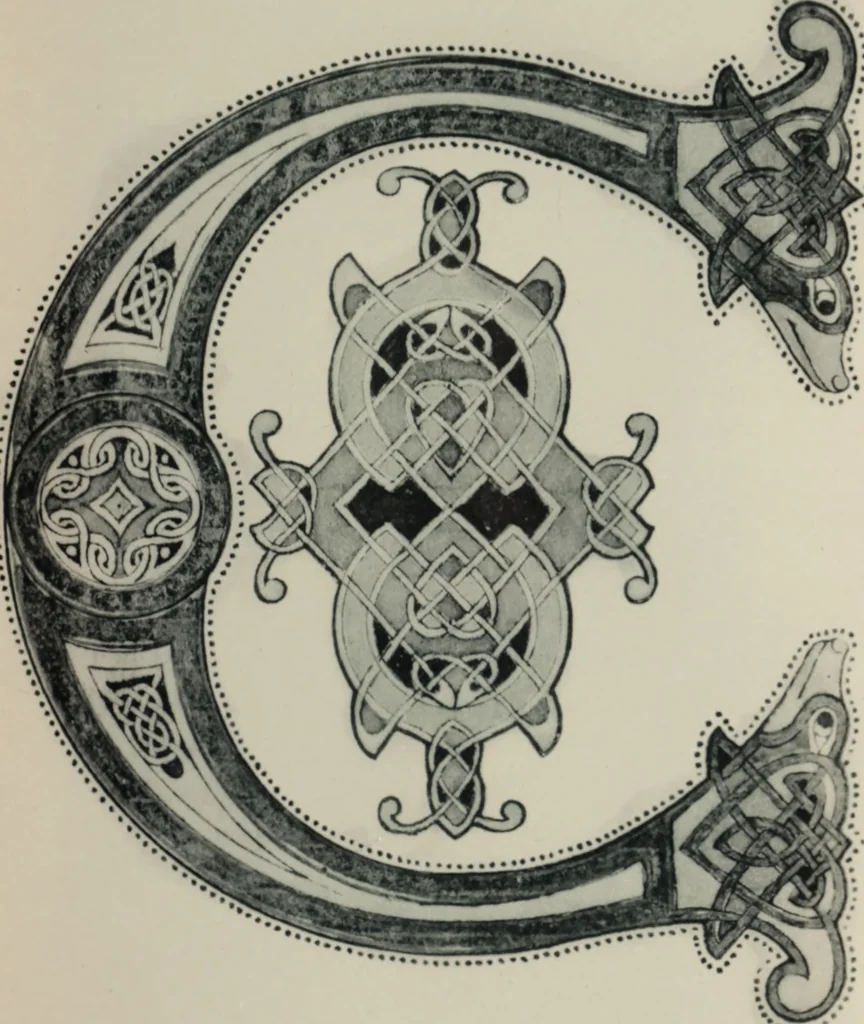 An illustration from Peintures et initiales de la première [et seconde] Bible de Charles le Chauve, 1911, leaf 32