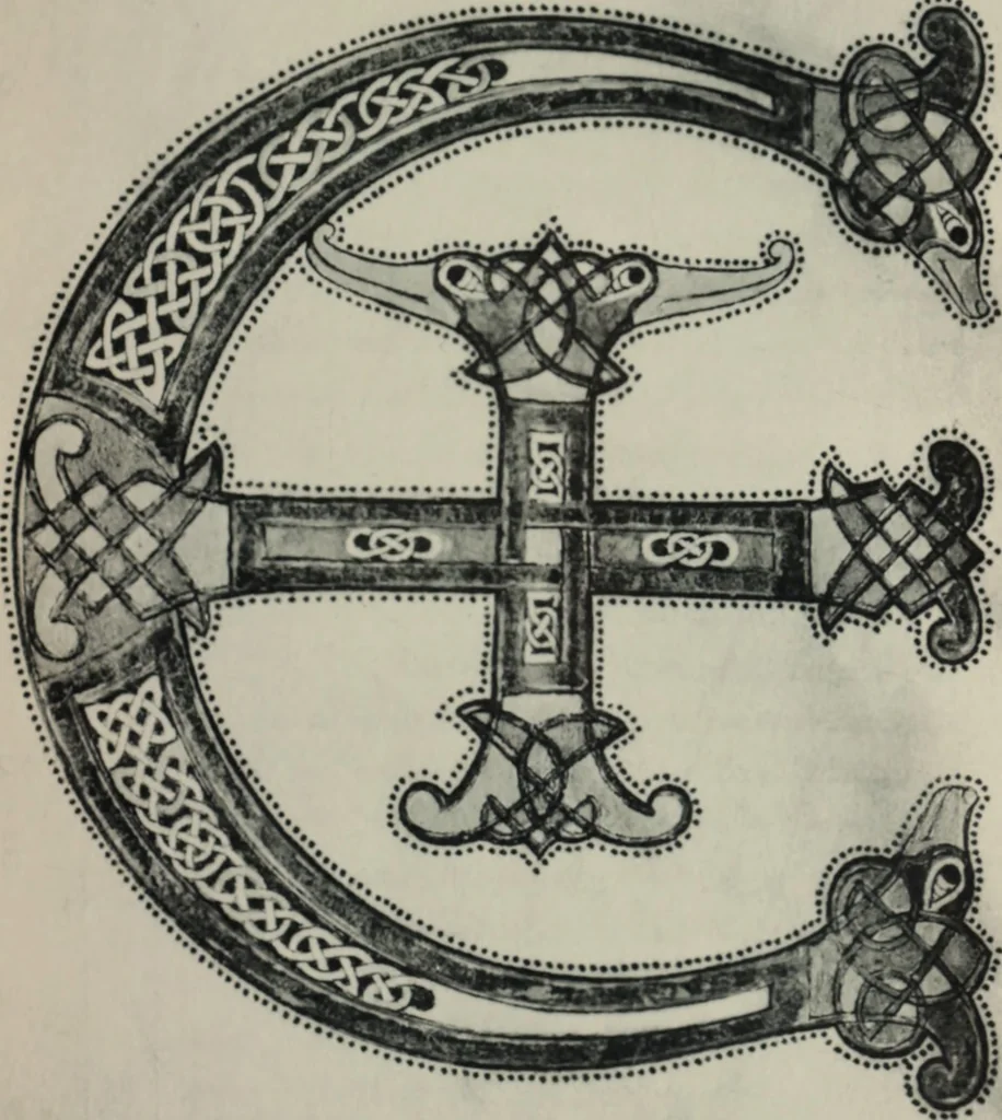 An illustration from Peintures et initiales de la première [et seconde] Bible de Charles le Chauve, 1911, leaf 44