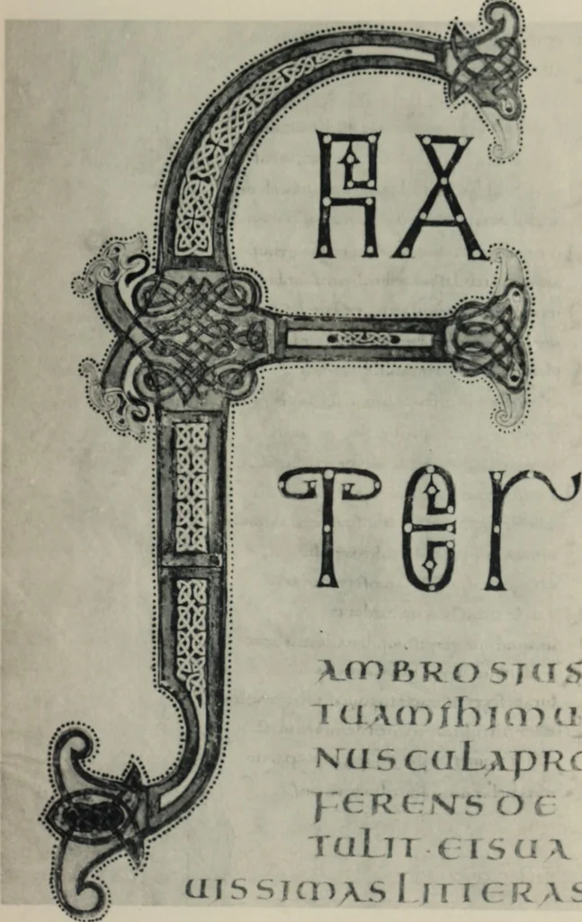 An illustration from Peintures et initiales de la première [et seconde] Bible de Charles le Chauve, 1911, leaf 48
