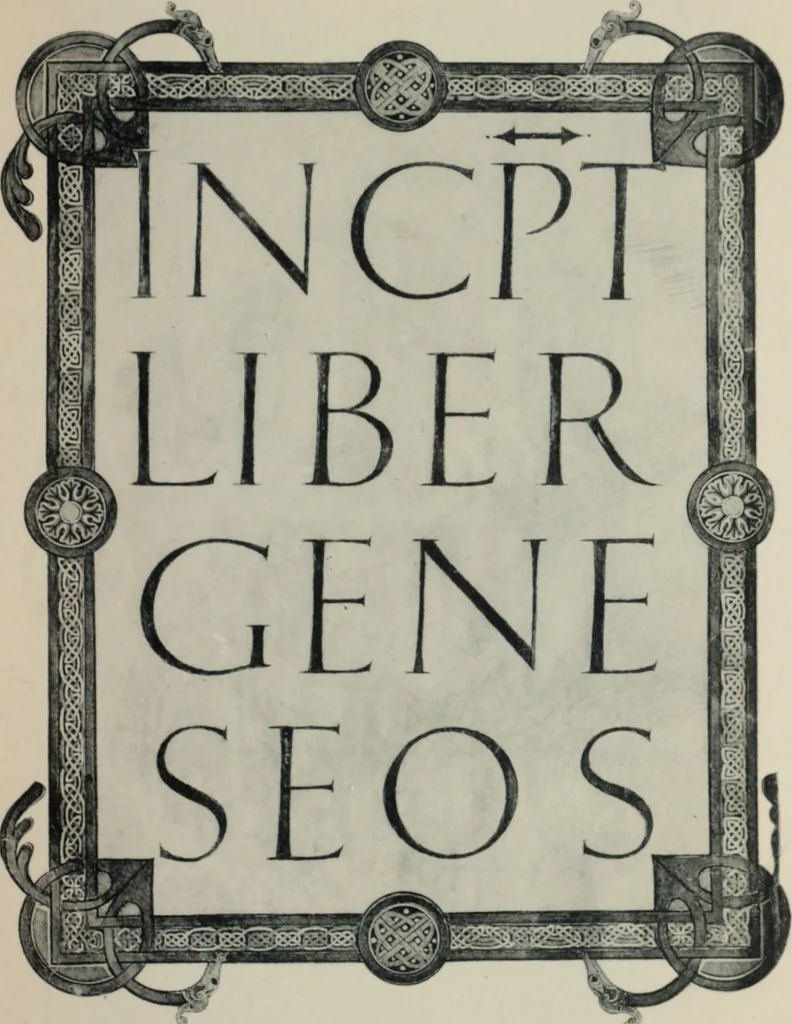 An illustration from Peintures et initiales de la première [et seconde] Bible de Charles le Chauve, 1911, leaf 6