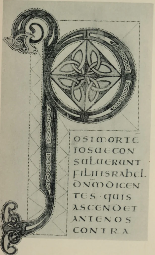 An illustration from Peintures et initiales de la première [et seconde] Bible de Charles le Chauve, 1911, leaf 92