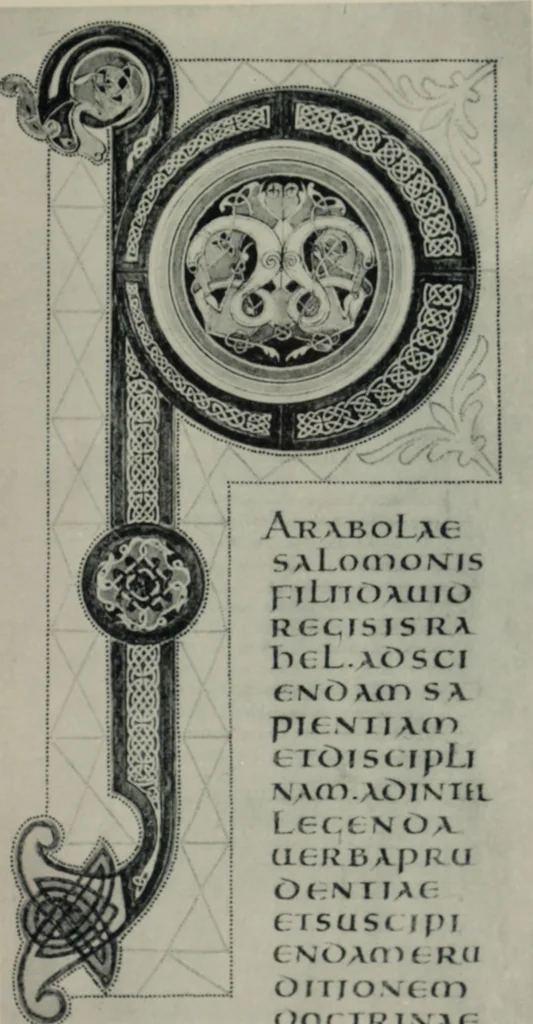 An illustration from Peintures et initiales de la première [et seconde] Bible de Charles le Chauve, 1911, leaf 94
