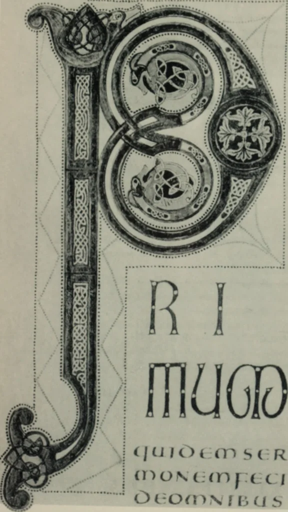 An illustration from Peintures et initiales de la première [et seconde] Bible de Charles le Chauve, 1911, leaf 96