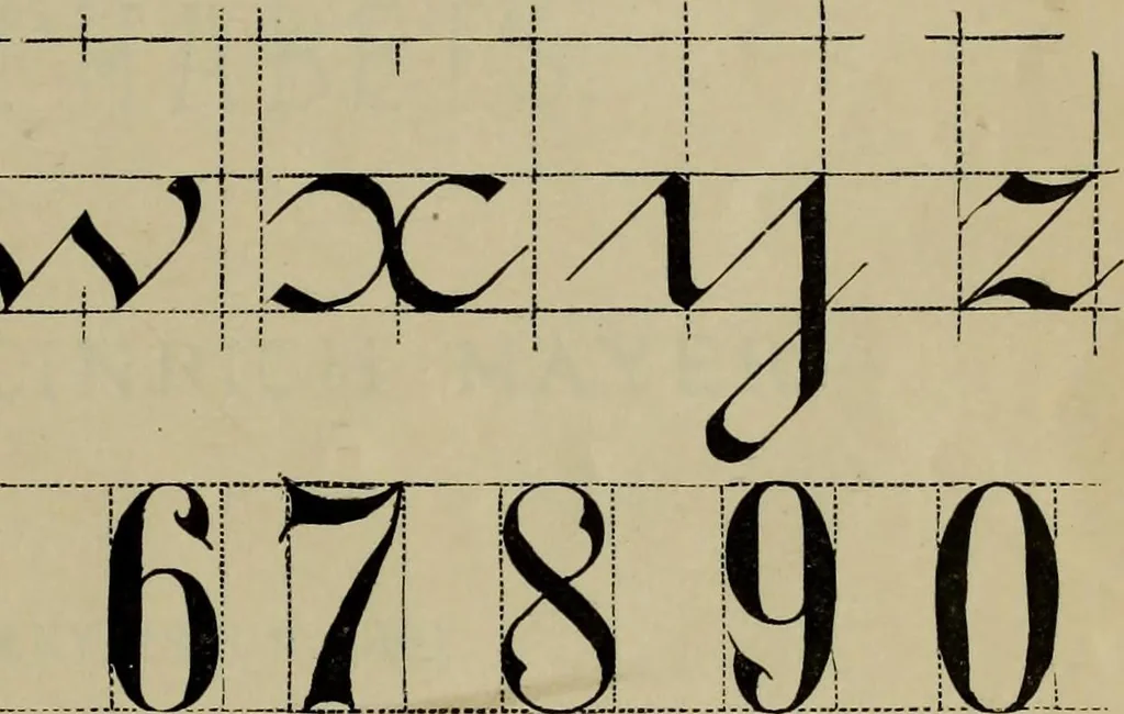 An illustration from The penman's hand-book : for penmen and students, embracing a history of writing ... many complete alphabets ... ; Also, Chapters on teaching penmanship, business letter writing, off-hand flourishing ... etc., 1883, leaf 100