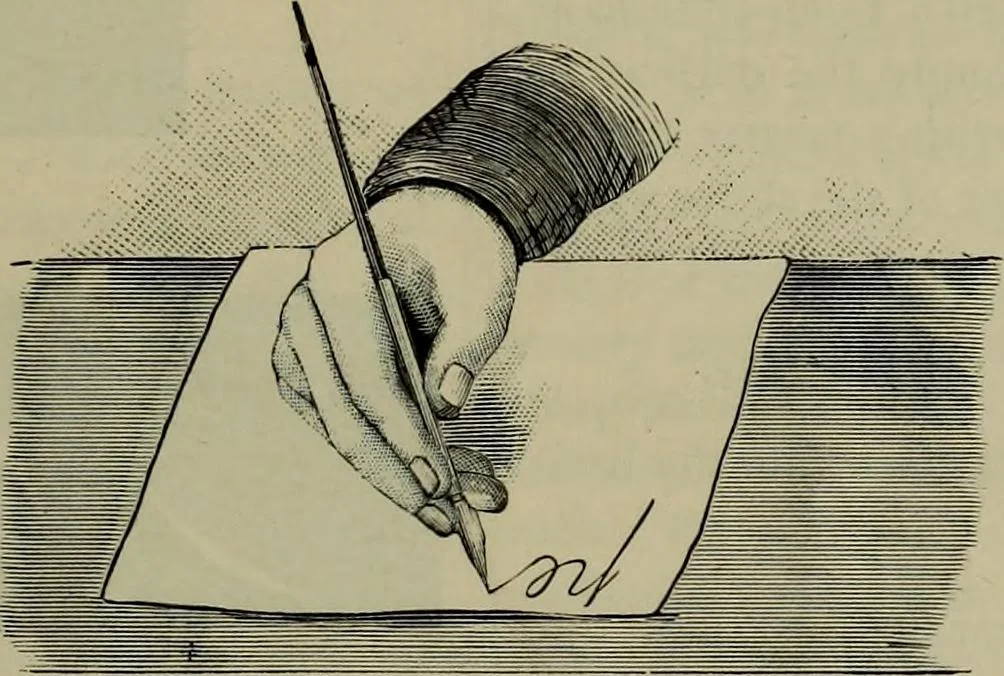 An illustration from The penman's hand-book : for penmen and students, embracing a history of writing ... many complete alphabets ... ; Also, Chapters on teaching penmanship, business letter writing, off-hand flourishing ... etc., 1883, leaf 124