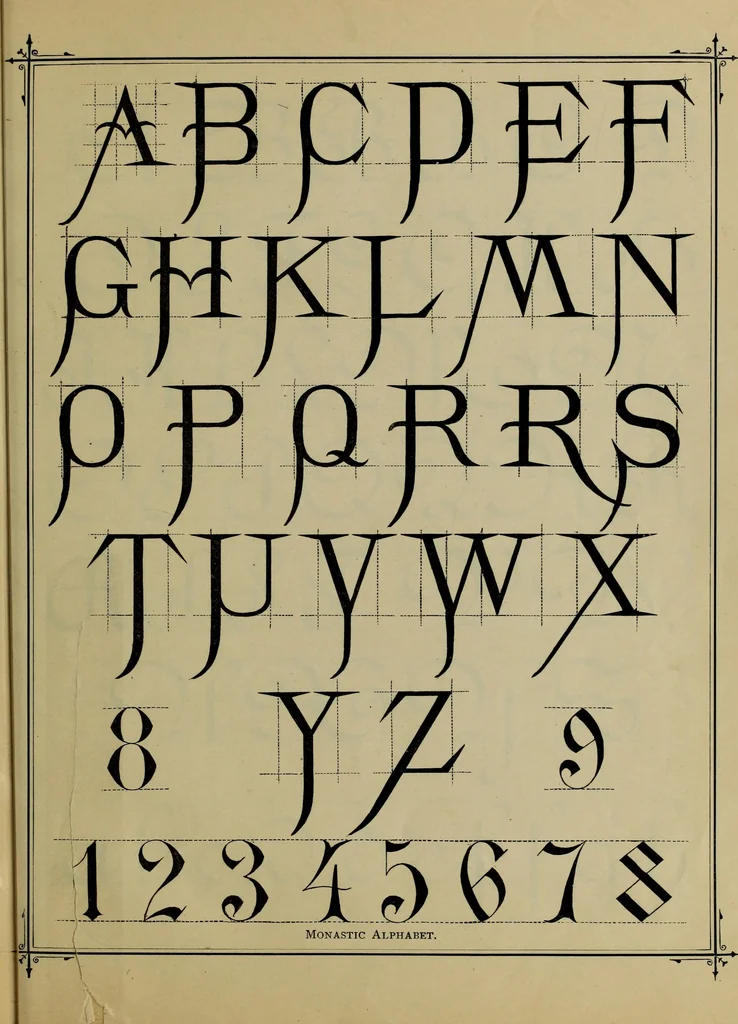 An illustration from The penman's hand-book : for penmen and students, embracing a history of writing ... many complete alphabets ... ; Also, Chapters on teaching penmanship, business letter writing, off-hand flourishing ... etc., 1883, leaf 96