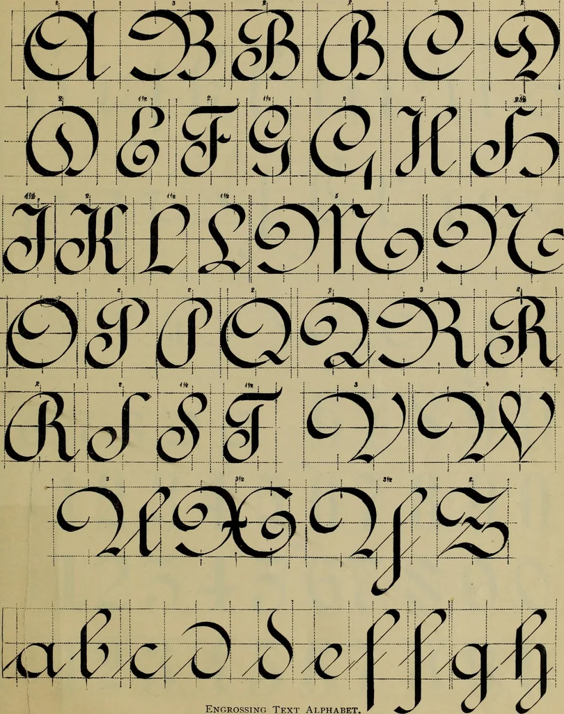 An illustration from The penman's hand-book : for penmen and students, embracing a history of writing ... many complete alphabets ... ; Also, Chapters on teaching penmanship, business letter writing, off-hand flourishing ... etc., 1883, leaf 98