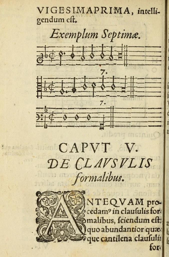 An illustration from Perfacilis, breuis, et expedita ratio componendi symphonias, co[n]centusue musicos, 1585, leaf 36