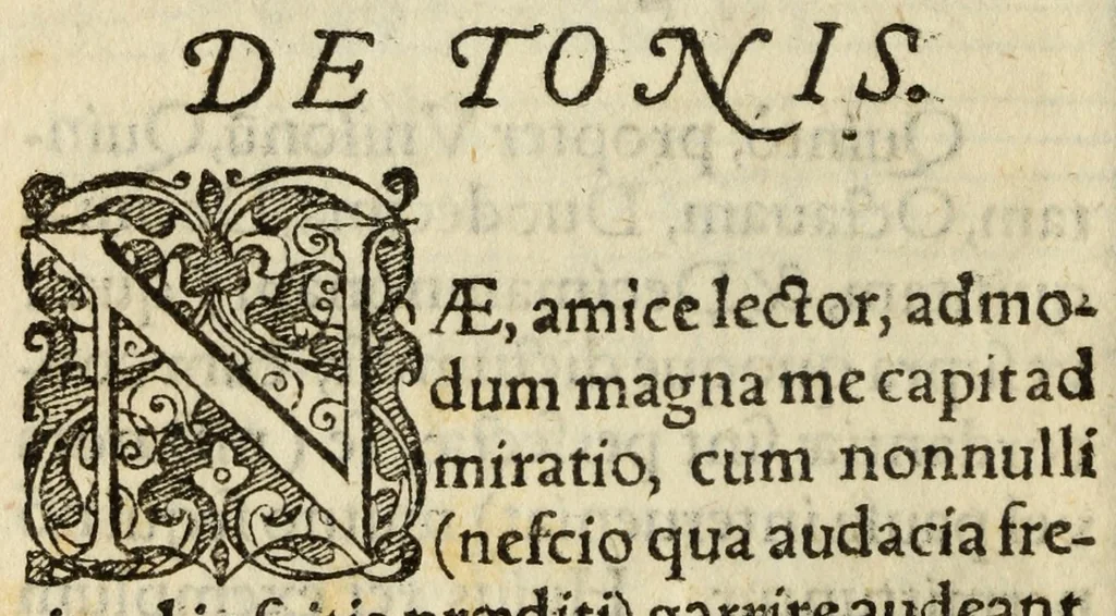 An illustration from Perfacilis, breuis, et expedita ratio componendi symphonias, co[n]centusue musicos, 1585, leaf 46