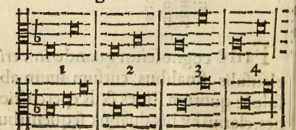An illustration from Perfacilis, breuis, et expedita ratio componendi symphonias, co[n]centusue musicos, 1585, leaf 52