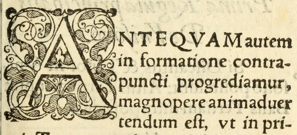 An illustration from Perfacilis, breuis, et expedita ratio componendi symphonias, co[n]centusue musicos, 1585, leaf 55