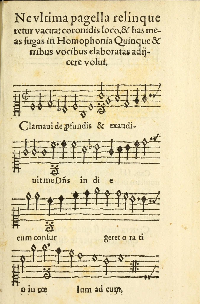 An illustration from Perfacilis, breuis, et expedita ratio componendi symphonias, co[n]centusue musicos, 1585, leaf 73