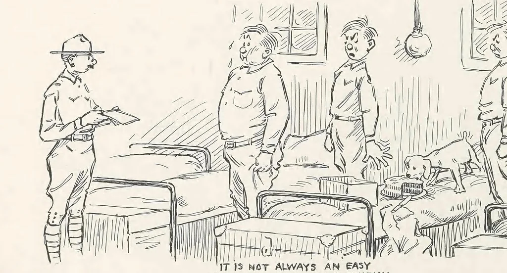 An illustration from Perils of a private : sketches of camp life, 1918, leaf 10