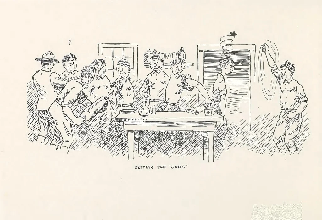 An illustration from Perils of a private : sketches of camp life, 1918, leaf 14