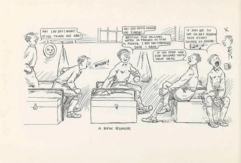 An illustration from Perils of a private : sketches of camp life, 1918, leaf 64