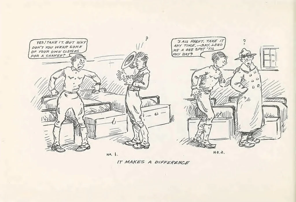An illustration from Perils of a private : sketches of camp life, 1918, leaf 68