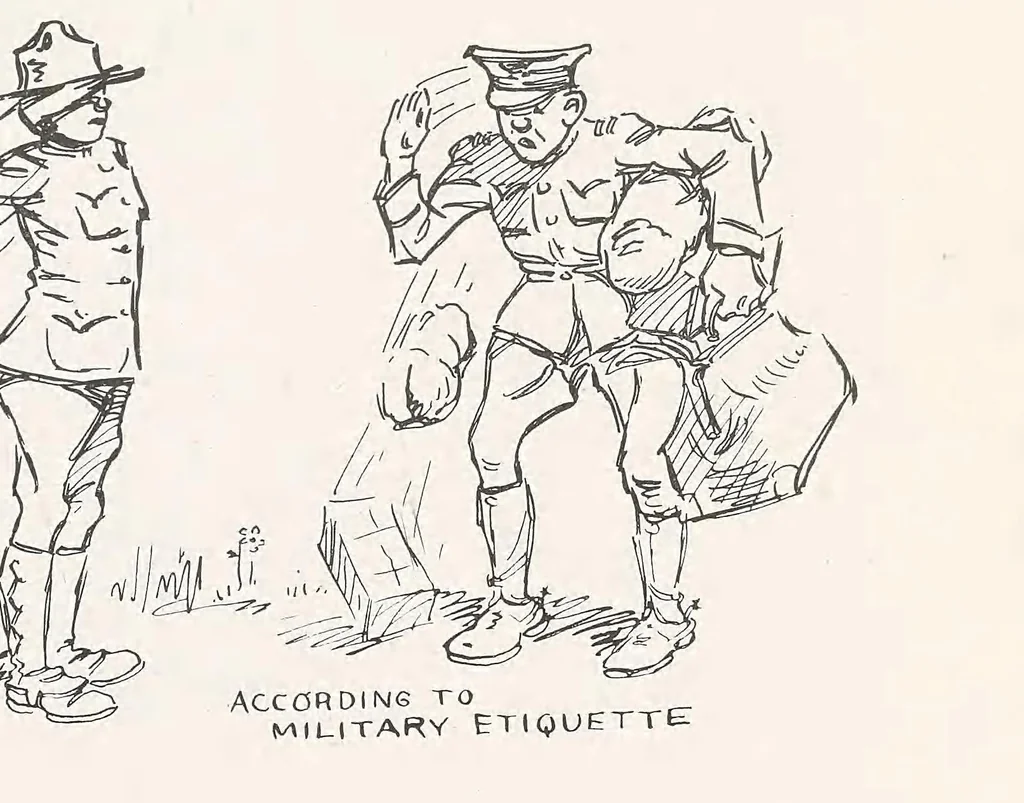 An illustration from Perils of a private : sketches of camp life, 1918, leaf 73