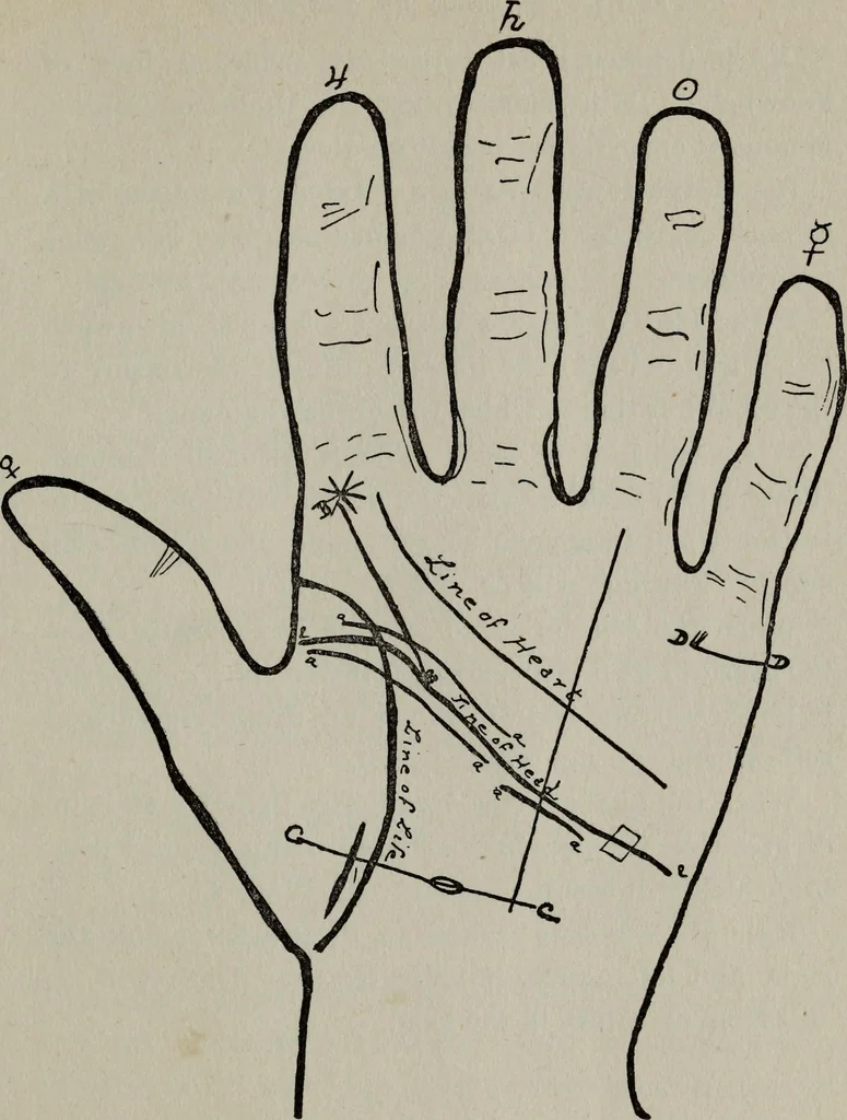 An illustration from Perin's science of palmistry; a complete and authentic treatise, 1902, leaf 116