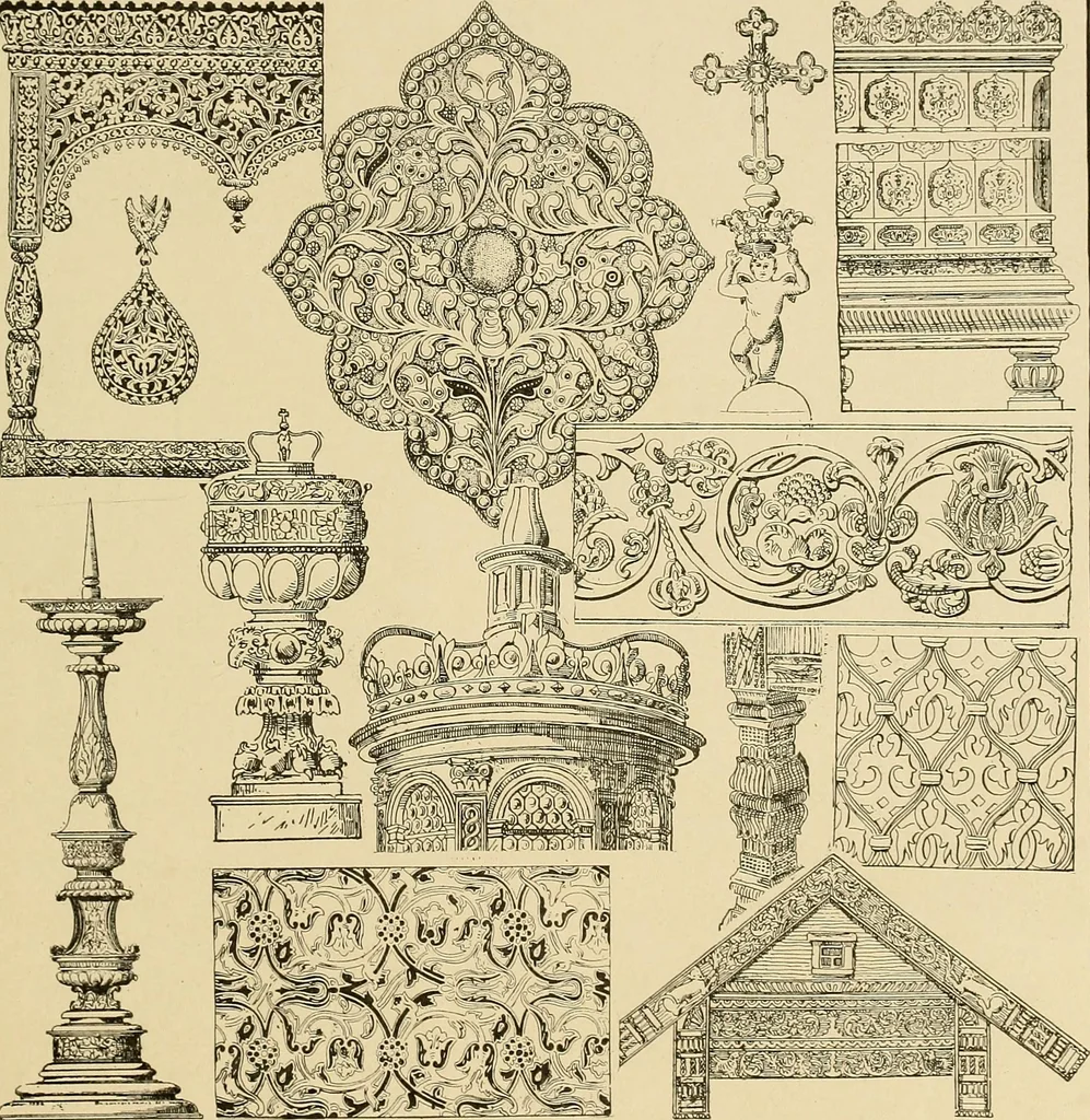 An illustration from Period furnishings; an encyclopedia of historic furniture, decorations and furnishings, 1911, leaf 110