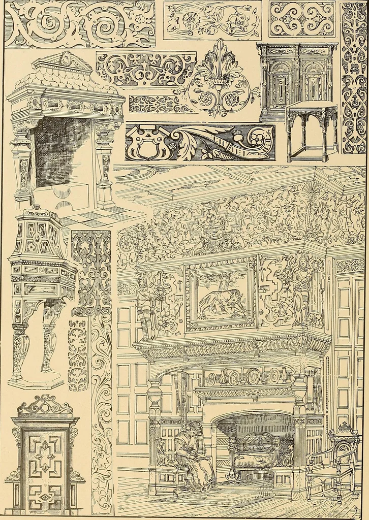 An illustration from Period furnishings; an encyclopedia of historic furniture, decorations and furnishings, 1911, leaf 113