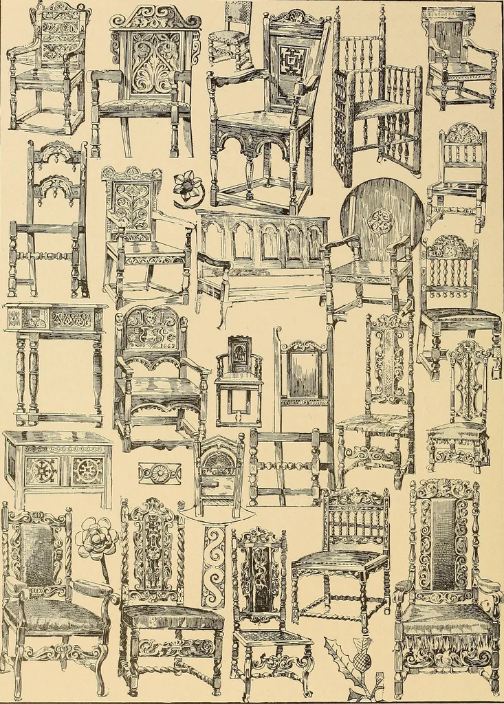 An illustration from Period furnishings; an encyclopedia of historic furniture, decorations and furnishings, 1911, leaf 115