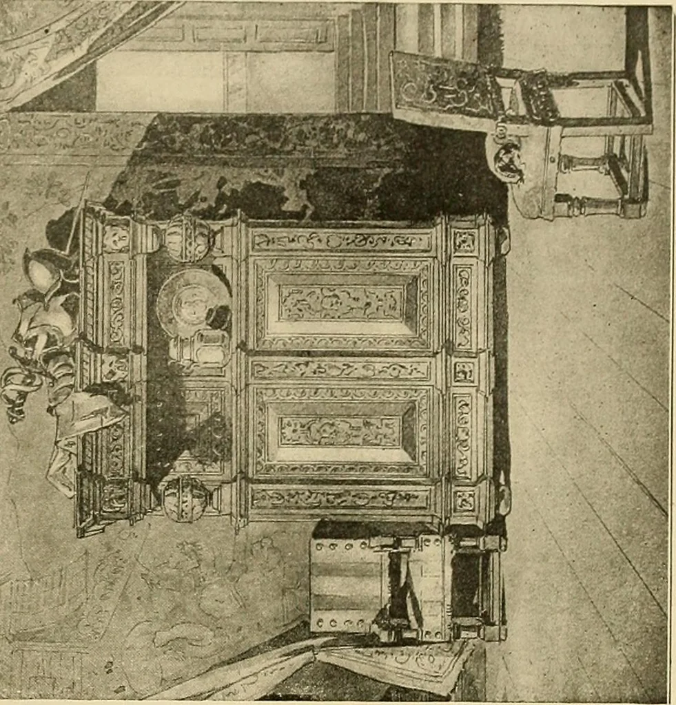 An illustration from Period furnishings; an encyclopedia of historic furniture, decorations and furnishings, 1911, leaf 120