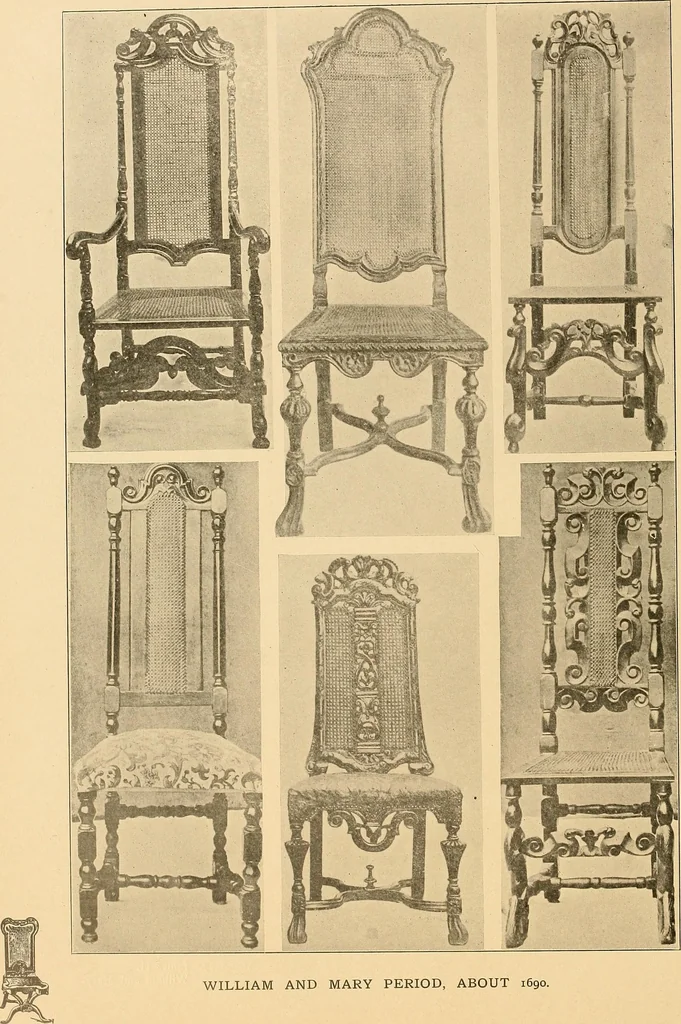 An illustration from Period furnishings; an encyclopedia of historic furniture, decorations and furnishings, 1911, leaf 129