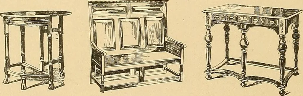 An illustration from Period furnishings; an encyclopedia of historic furniture, decorations and furnishings, 1911, leaf 131