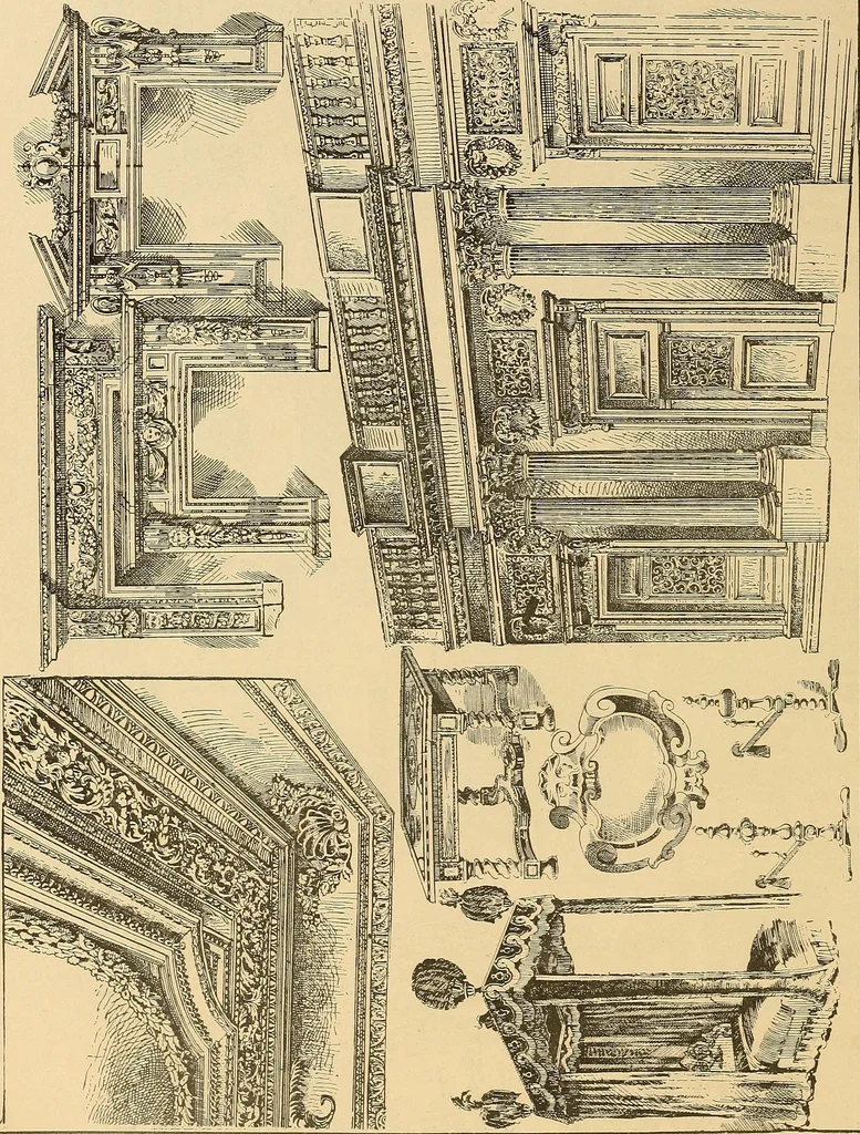 An illustration from Period furnishings; an encyclopedia of historic furniture, decorations and furnishings, 1911, leaf 137