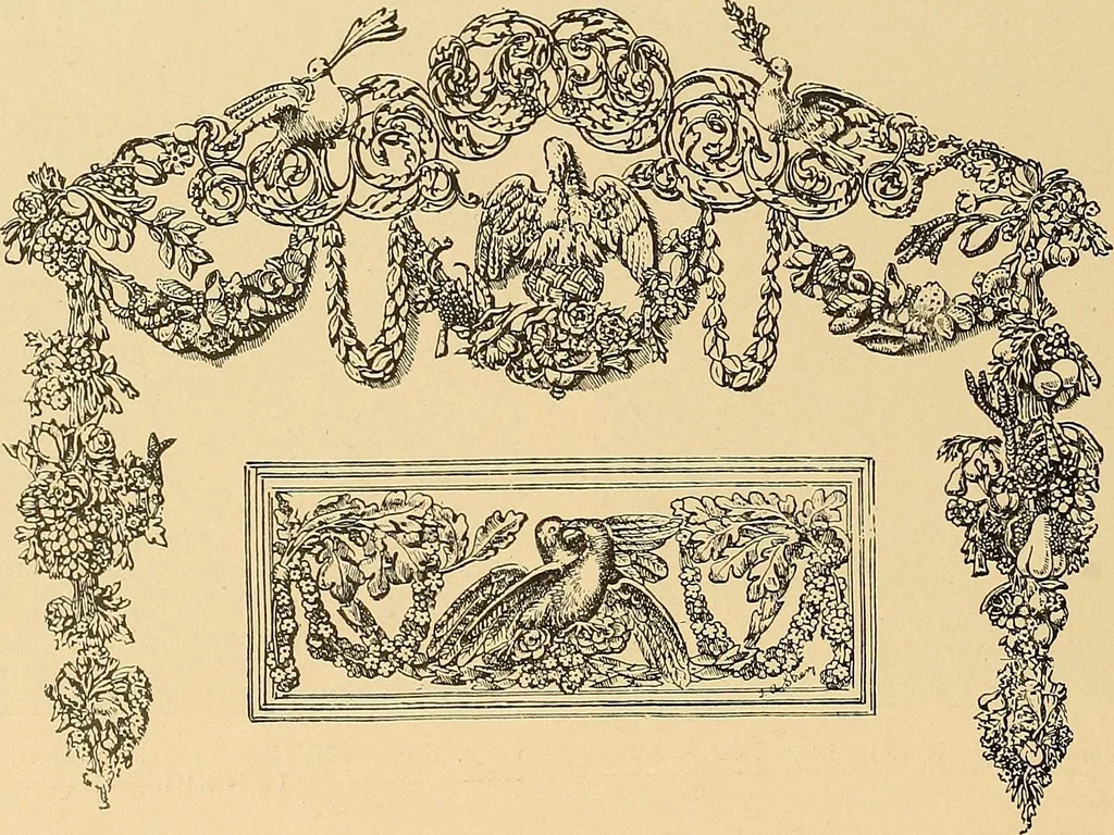 An illustration from Period furnishings; an encyclopedia of historic furniture, decorations and furnishings, 1911, leaf 143