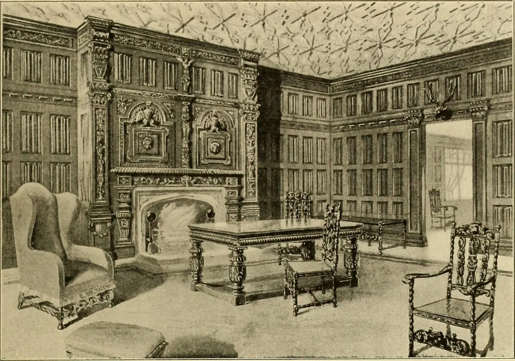 An illustration from Period furnishings; an encyclopedia of historic furniture, decorations and furnishings, 1911, leaf 144