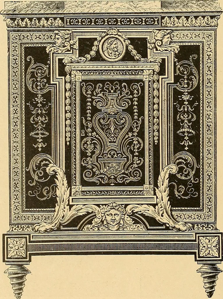 An illustration from Period furnishings; an encyclopedia of historic furniture, decorations and furnishings, 1911, leaf 147