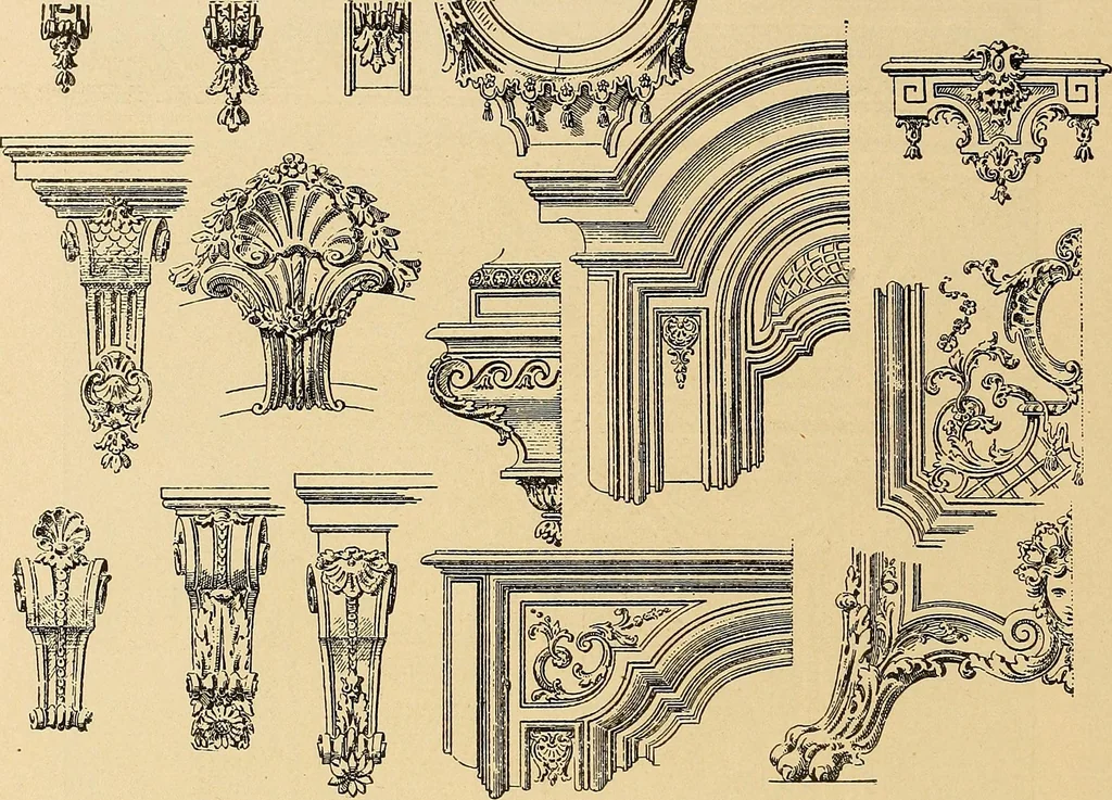 An illustration from Period furnishings; an encyclopedia of historic furniture, decorations and furnishings, 1911, leaf 151
