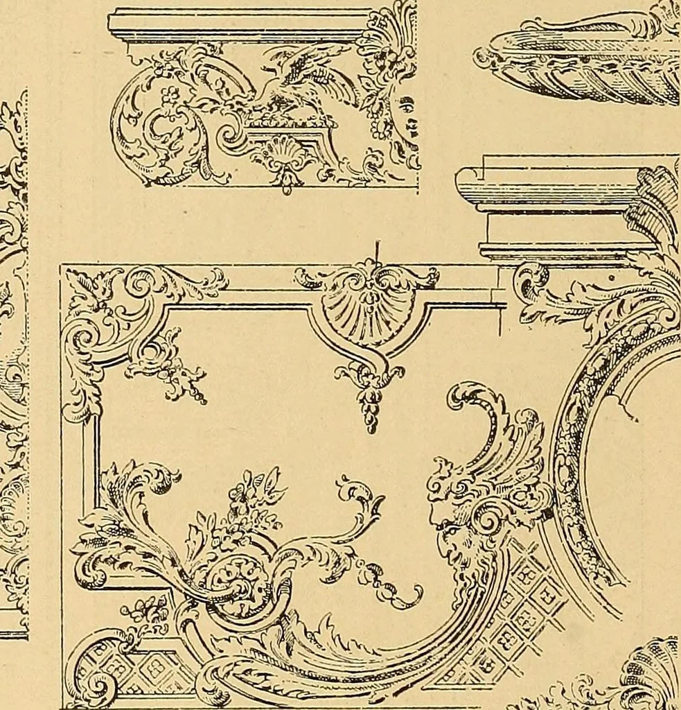 An illustration from Period furnishings; an encyclopedia of historic furniture, decorations and furnishings, 1911, leaf 151