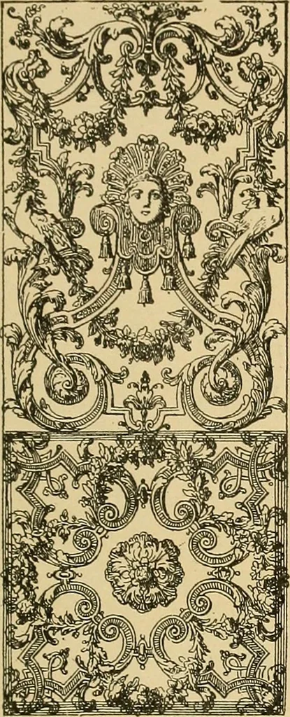 An illustration from Period furnishings; an encyclopedia of historic furniture, decorations and furnishings, 1911, leaf 156