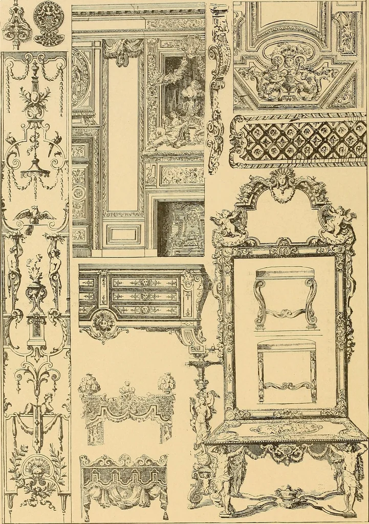 An illustration from Period furnishings; an encyclopedia of historic furniture, decorations and furnishings, 1911, leaf 161