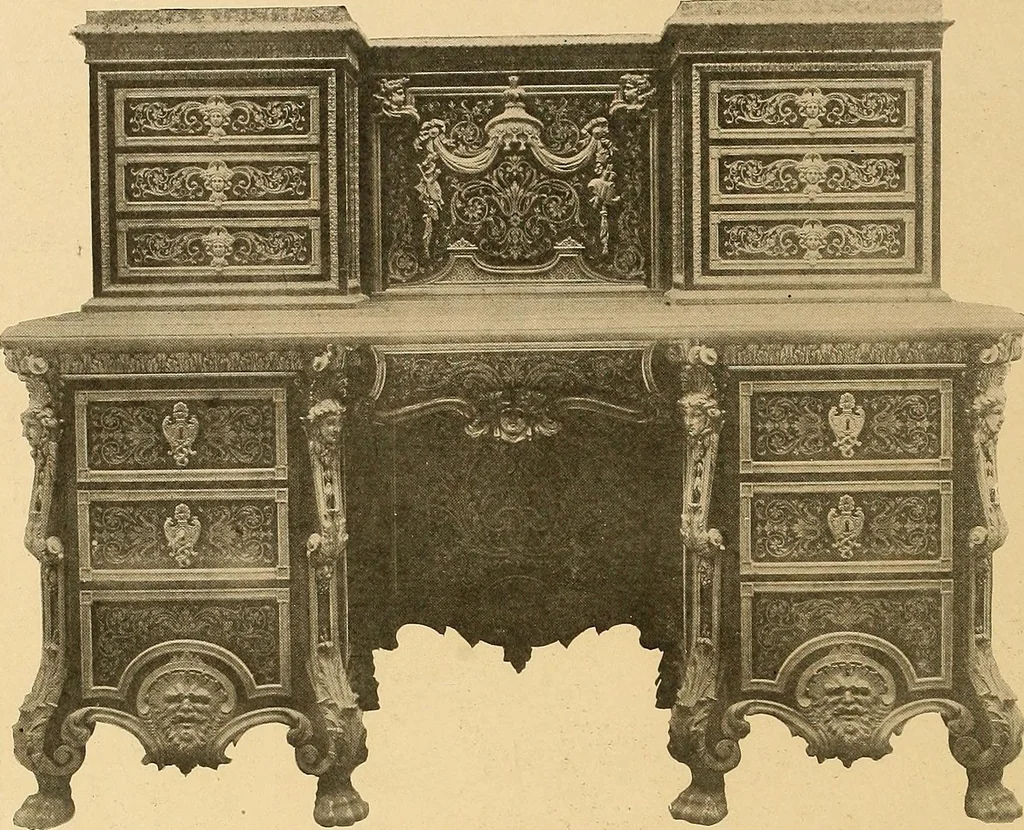 An illustration from Period furnishings; an encyclopedia of historic furniture, decorations and furnishings, 1911, leaf 163