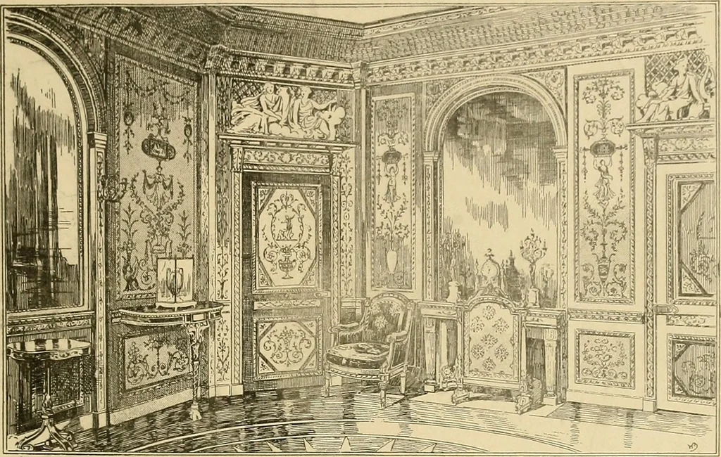 An illustration from Period furnishings; an encyclopedia of historic furniture, decorations and furnishings, 1911, leaf 174