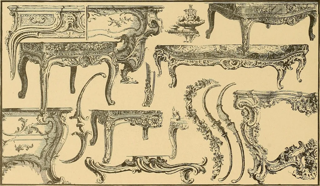 An illustration from Period furnishings; an encyclopedia of historic furniture, decorations and furnishings, 1911, leaf 181