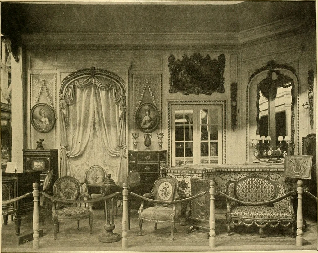 An illustration from Period furnishings; an encyclopedia of historic furniture, decorations and furnishings, 1911, leaf 184